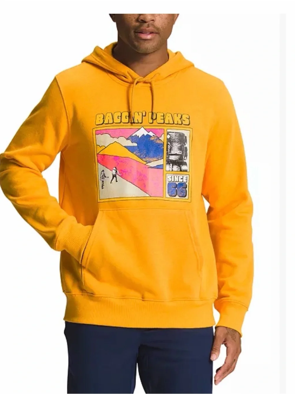 The North Face Men's Golden Yellow Crewneck Sweatshirt with Graphic Back